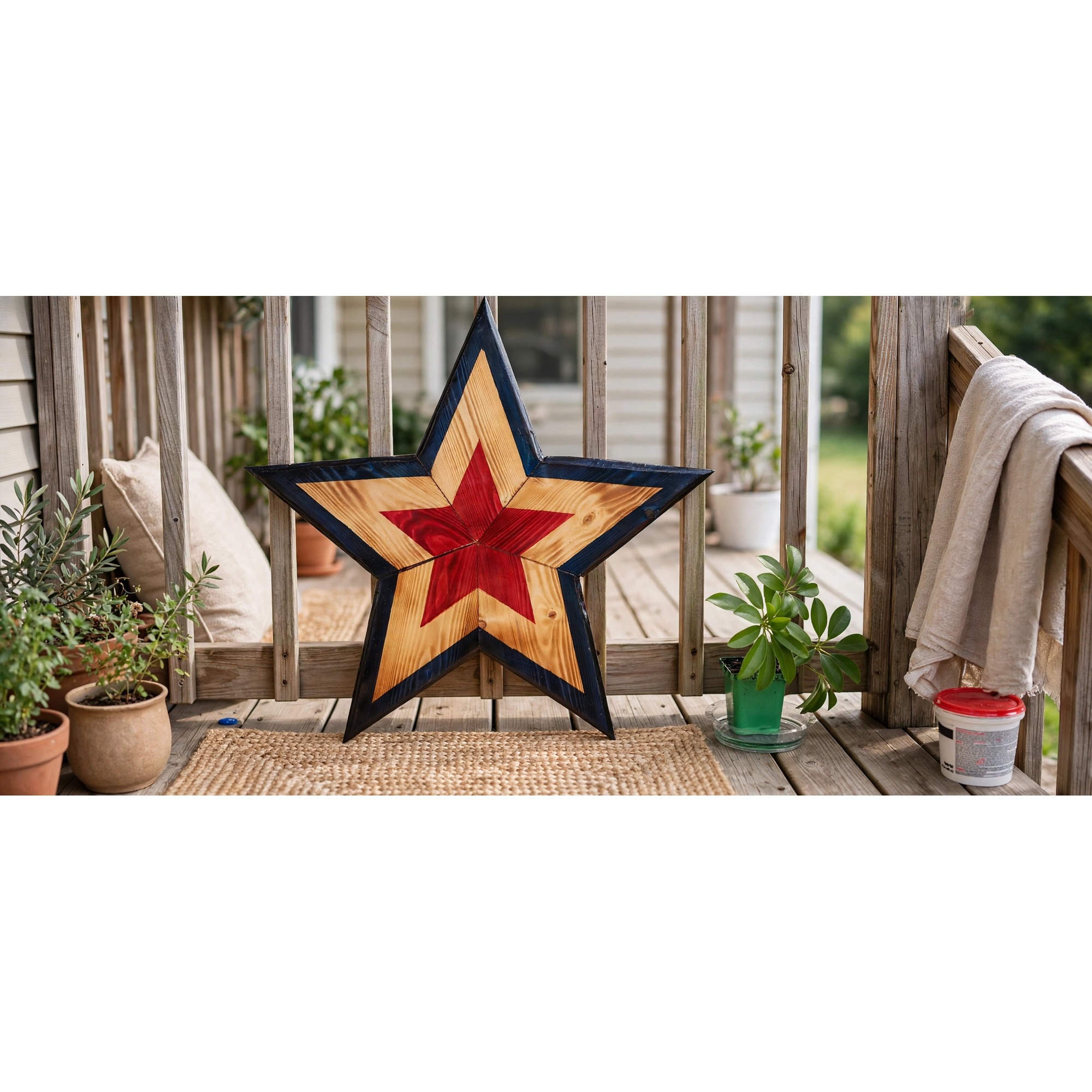 Layered Patriotic Wooden Star